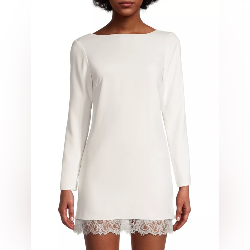 NWT SACHIN + BABI Cameron Lace-Trim Stretch Crepe Minidress White Size 2